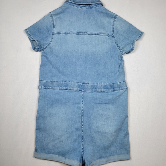 Altar'd State Denim Shorts Romper, Stretch, Light Blue, Size Medium - Picture 4 of 5